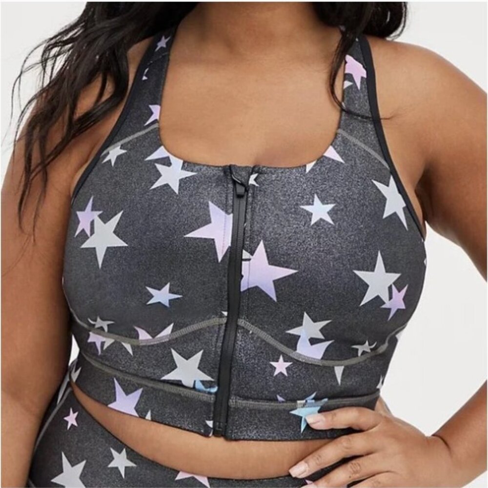 Torrid Black and Gray Star Sports Bra